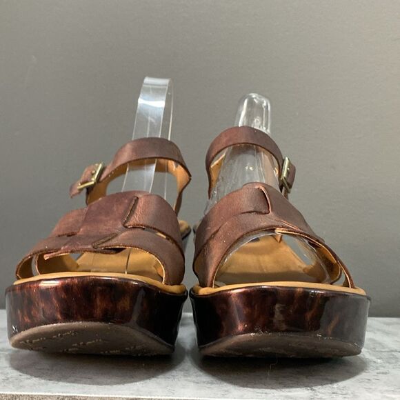 Kork-Ease Brown Leather Wedge Sandals Size 8 - Picture 5 of 15